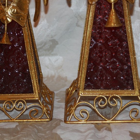 TWO Glass Angel Votive Candle Tea Light Holder - Picture 3 of 6